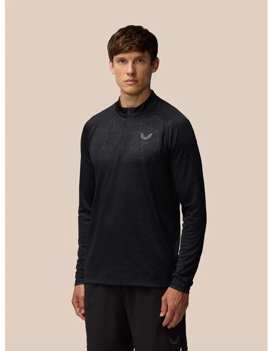 Castore Adapt AOP Sweatshirt - Halfzip - L - Zwart/Gunmetal