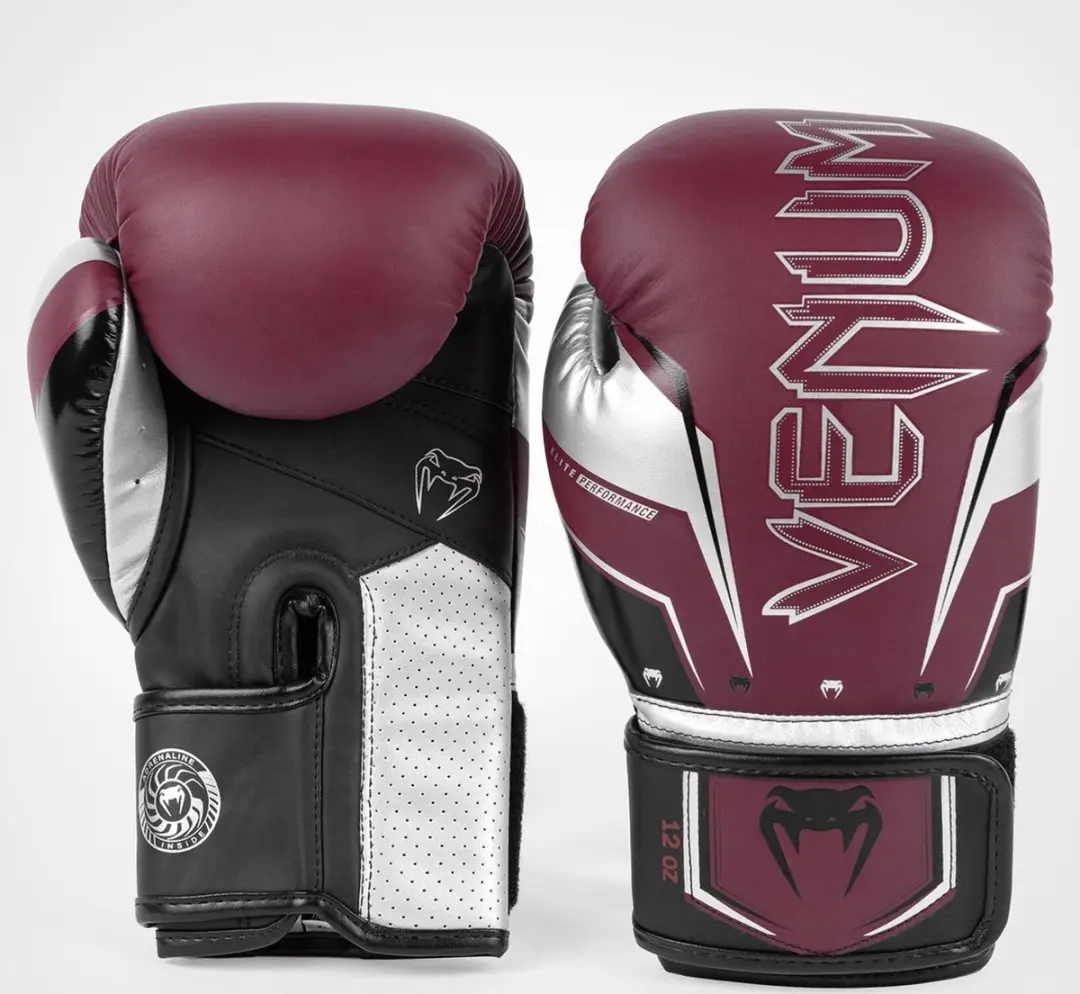 Venum Elite Evo Bokshandschoenen 12 oz - Bordeaux/Zilver
