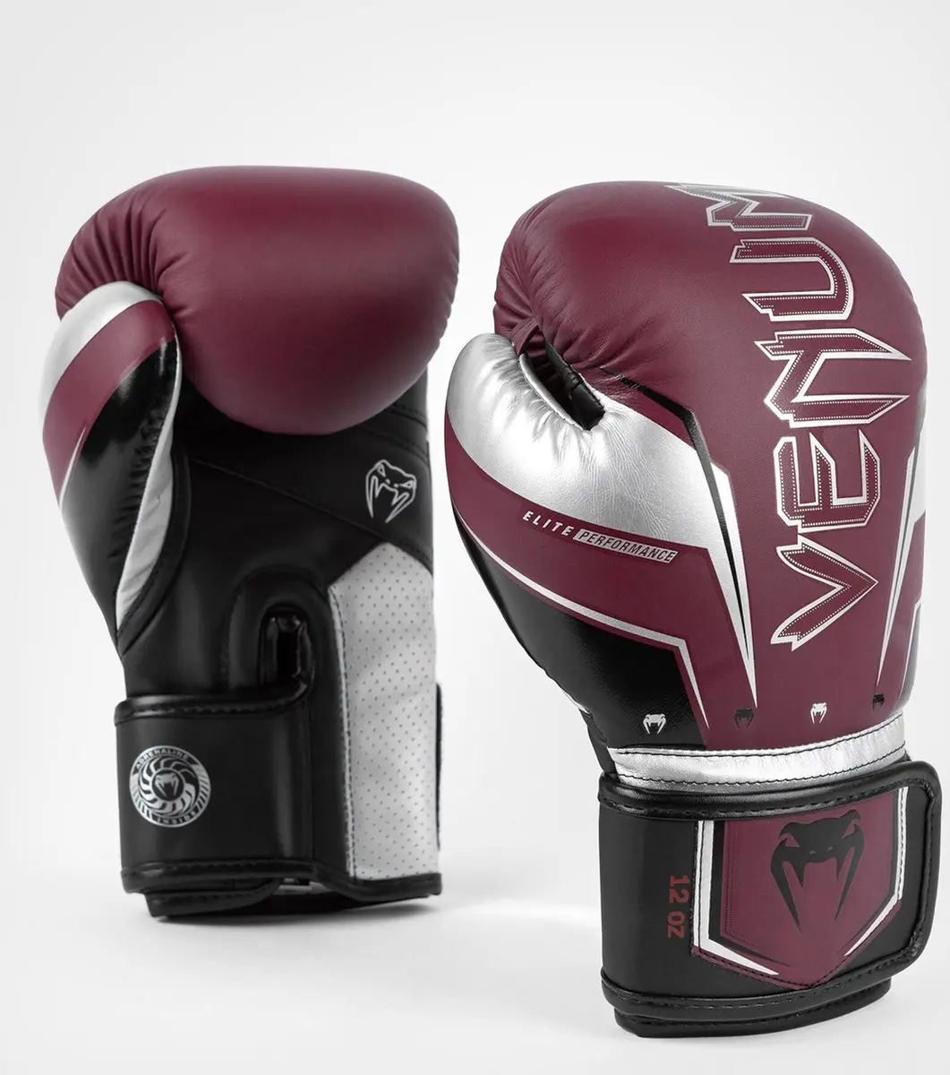 Venum Elite Evo Bokshandschoenen 12 oz - Bordeaux/Zilver