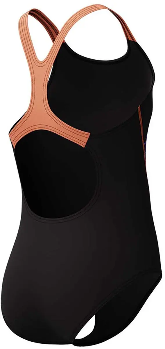Speedo Medley Logo 1 Piece Meisjes Sportbadpak - 140 - Zwart/Oranje