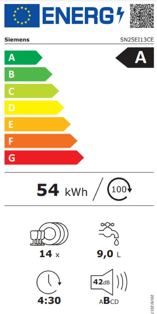 Siemens iQ500 SN25EI13CE Vaatwasser 14 Couverts - RVS