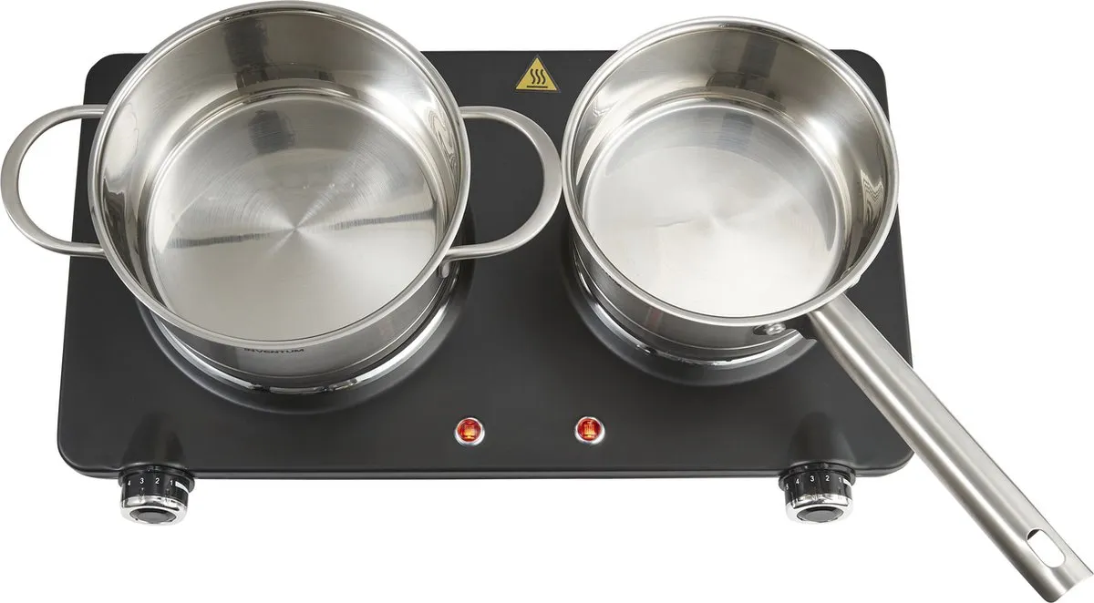 Inventum KP602B Vrijstaande Elektrische Kookplaat 2-pits - 750/1500W - Zwart - afbeelding 6 van 6