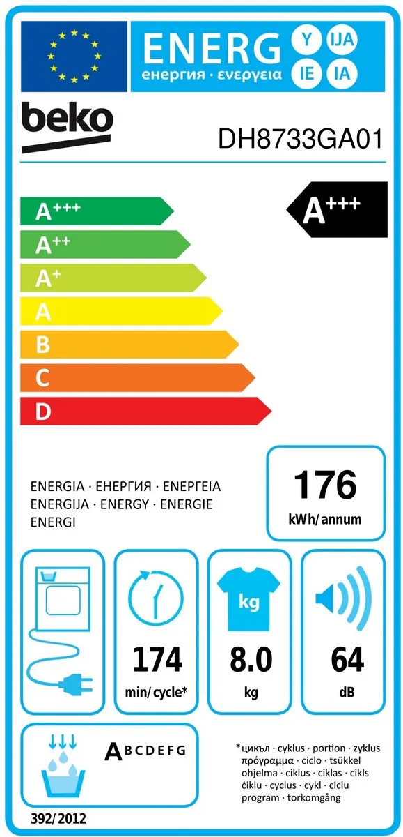 Beko DH8733GA01 Warmtepompdroger 8 kg - Wit