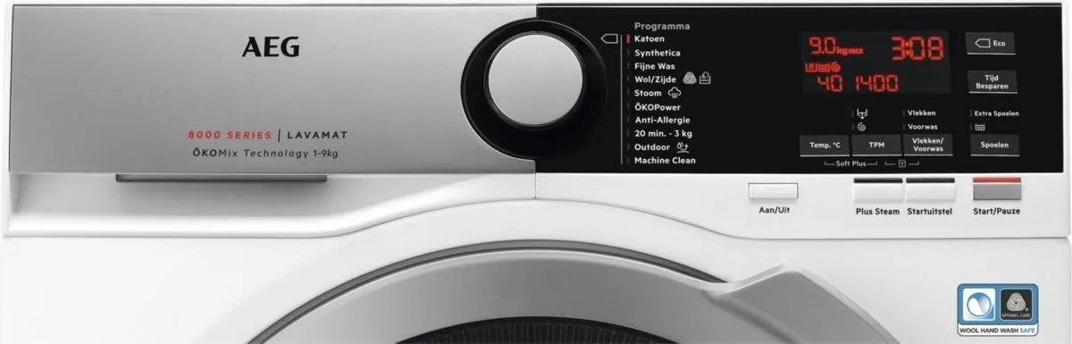 AEG L8FEOKOMIX ÖKOMix Wasmachine 9kg - 1600 rpm - Wit - afbeelding 6 van 6