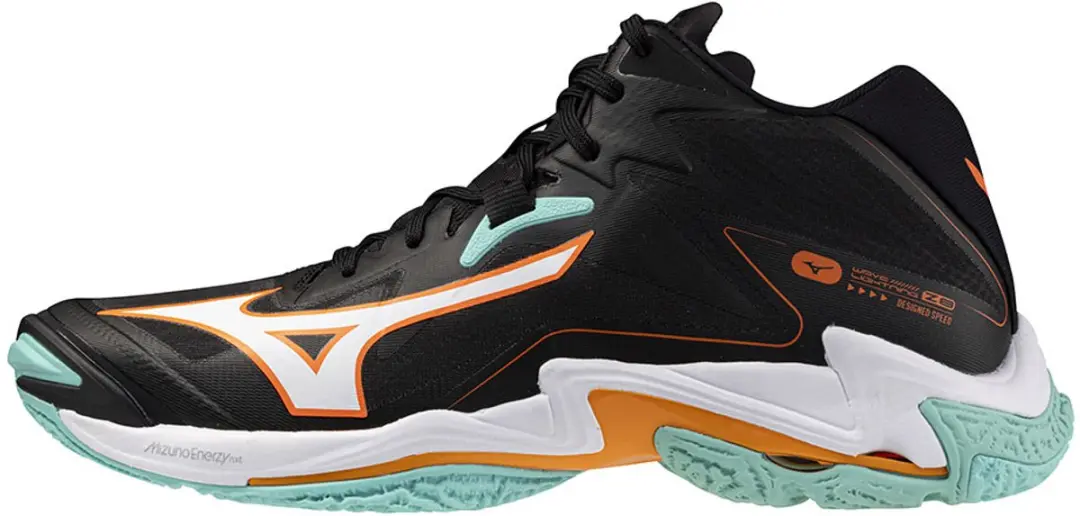Mizuno Wave Lightning Z8 Mid Sportschoenen 42 - Zwart/Tangelo/IJs Groen