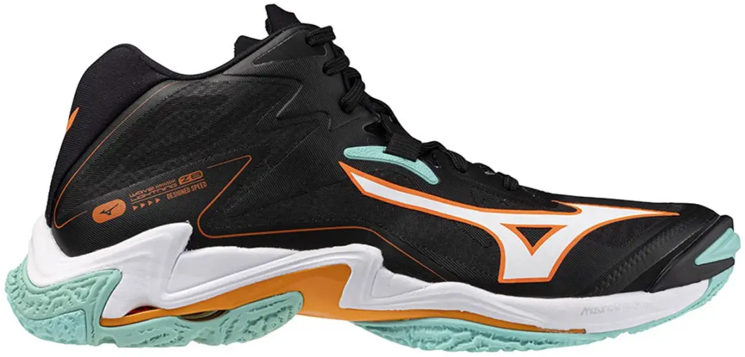 Mizuno Wave Lightning Z8 Mid Sportschoenen 42 - Zwart/Tangelo/IJs Groen
