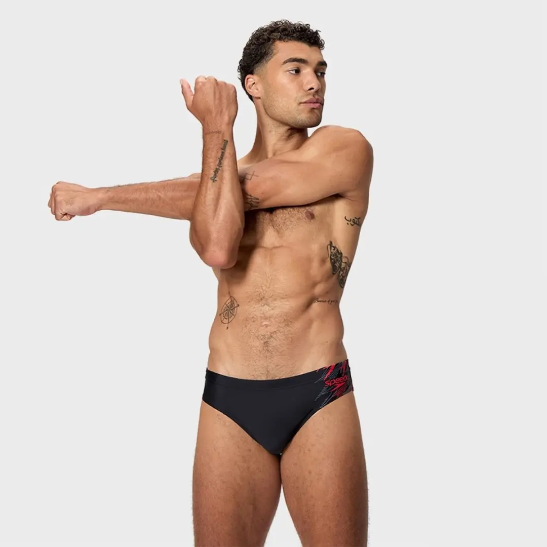 Speedo Medley Logo Zwemslip Heren - 3XL - Zwart/Rood/Grijs