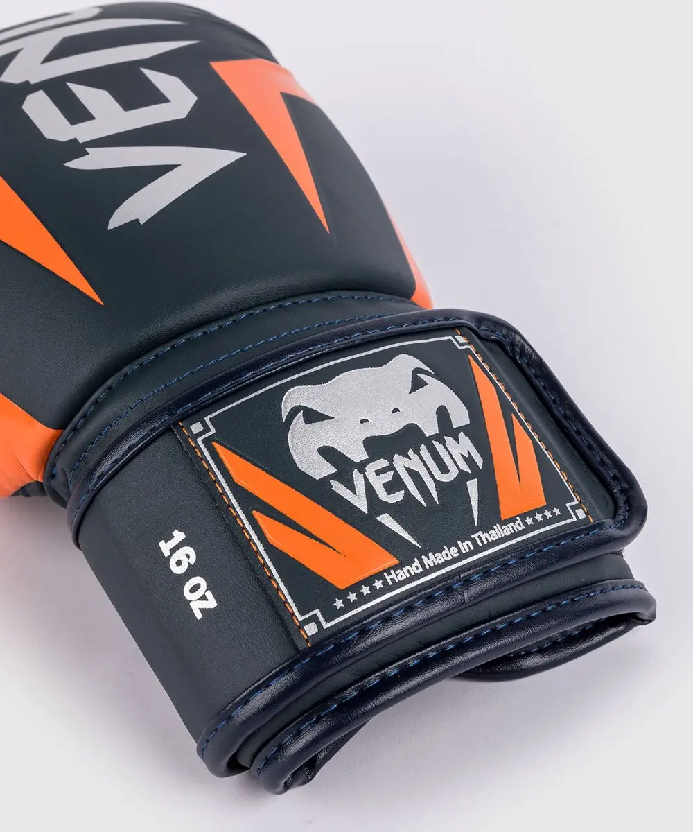 Venum Elite (Kick)Bokshandschoenen 10 oz - Navy/Zilver/Oranje - afbeelding 6 van 6