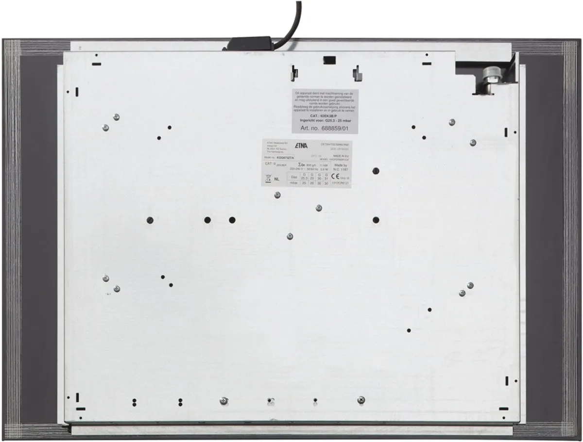 ETNA KGG673ZTA - Inbouw gaskookplaat - Zwart glas