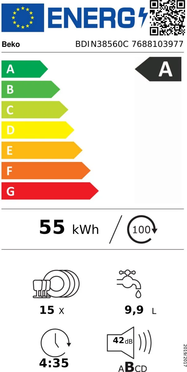 Beko BDIN38560C Inbouwvaatwasser 15 Couverts - Wit
