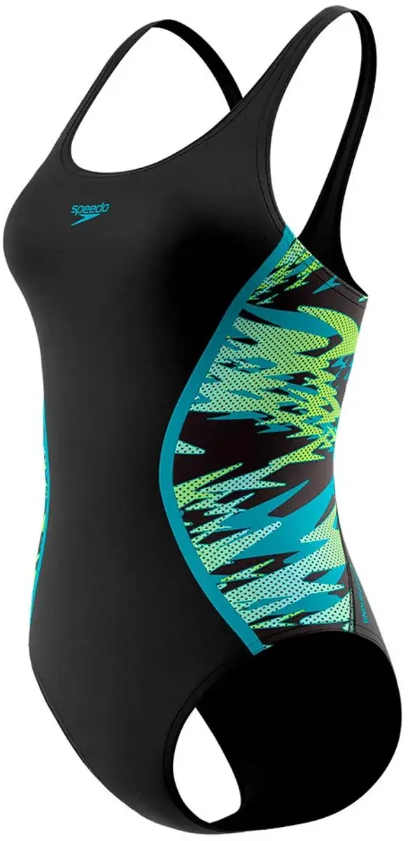 Speedo Hyperboom Splice Muscleback Badpak Dames - 38 - Zwart/Groen