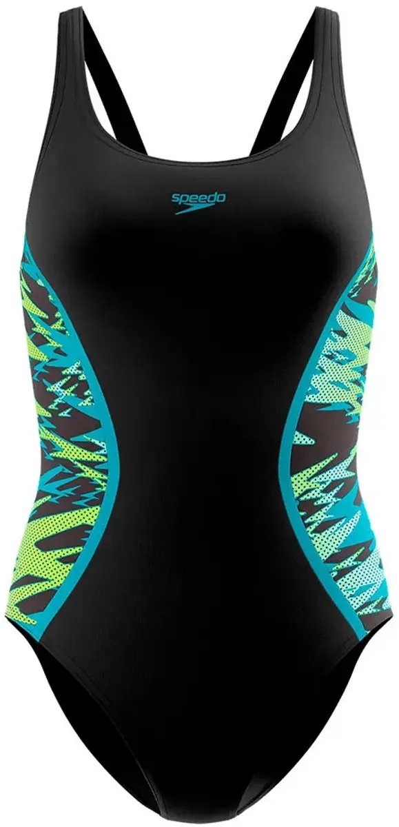 Speedo Hyperboom Splice Muscleback Badpak Dames - 38 - Zwart/Groen