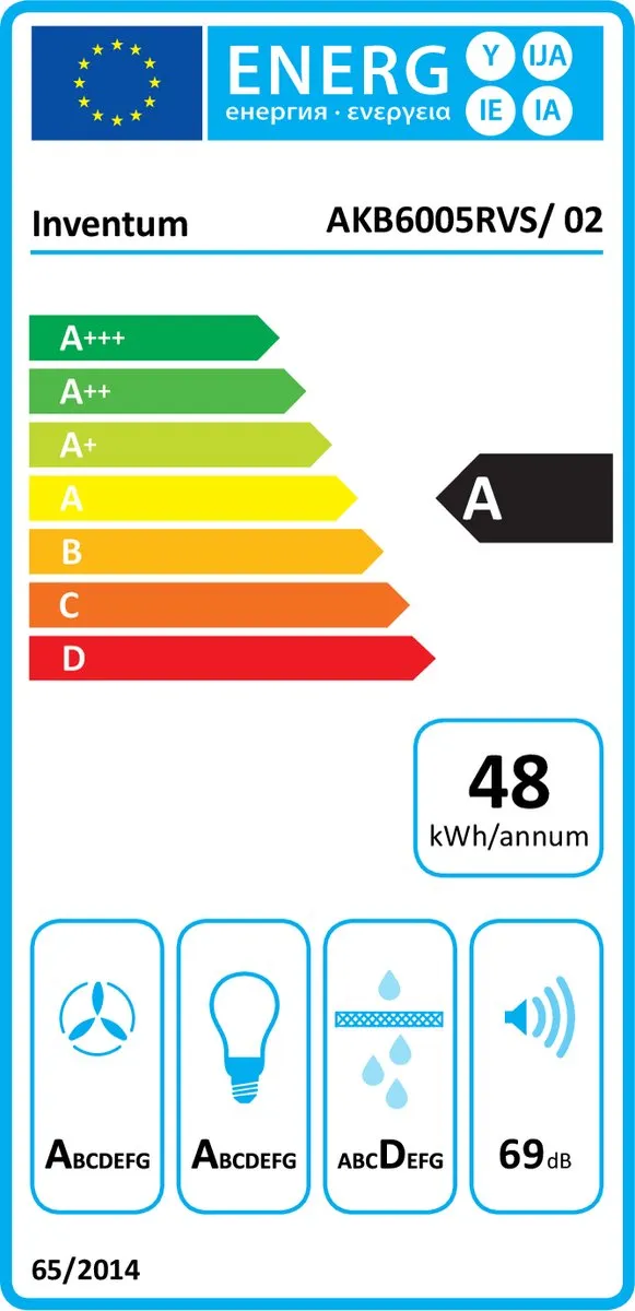 Inventum AKB6005RVS Afzuigkap 60cm - 630 m³/h - 3 standen - RVS