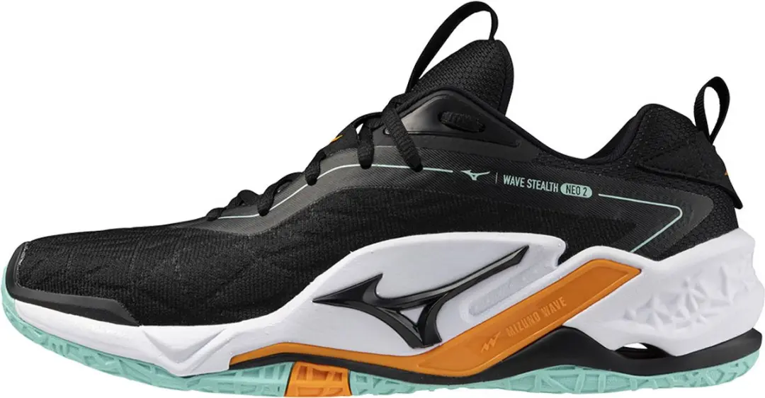 Mizuno Wave Stealth Neo 2 Sportschoenen - EU 41 - Zwart/Tangelo/IJs Groen