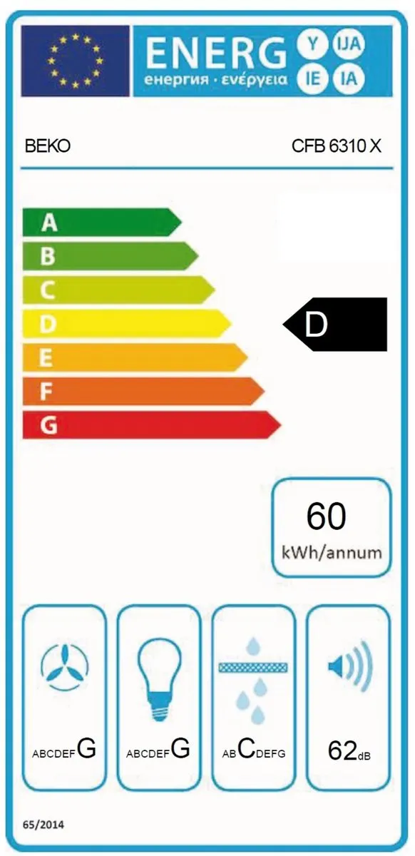 Beko CFB 6310 X Afzuigkap 160m³/u - Roestvrijstaal