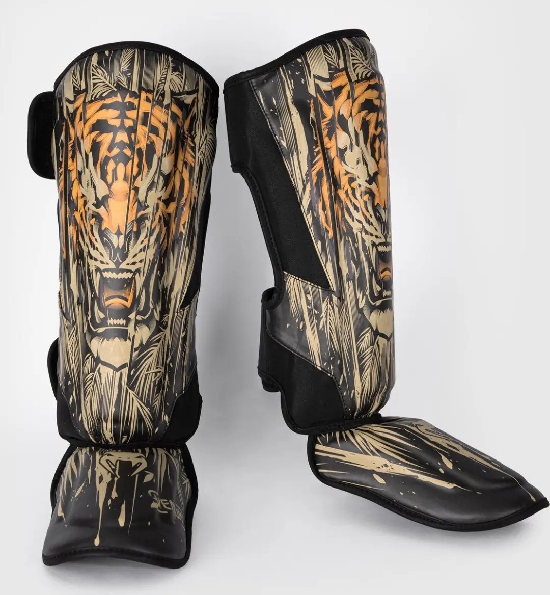 Venum Tiger Scheenbeschermers XL - Zwart Neon Oranje