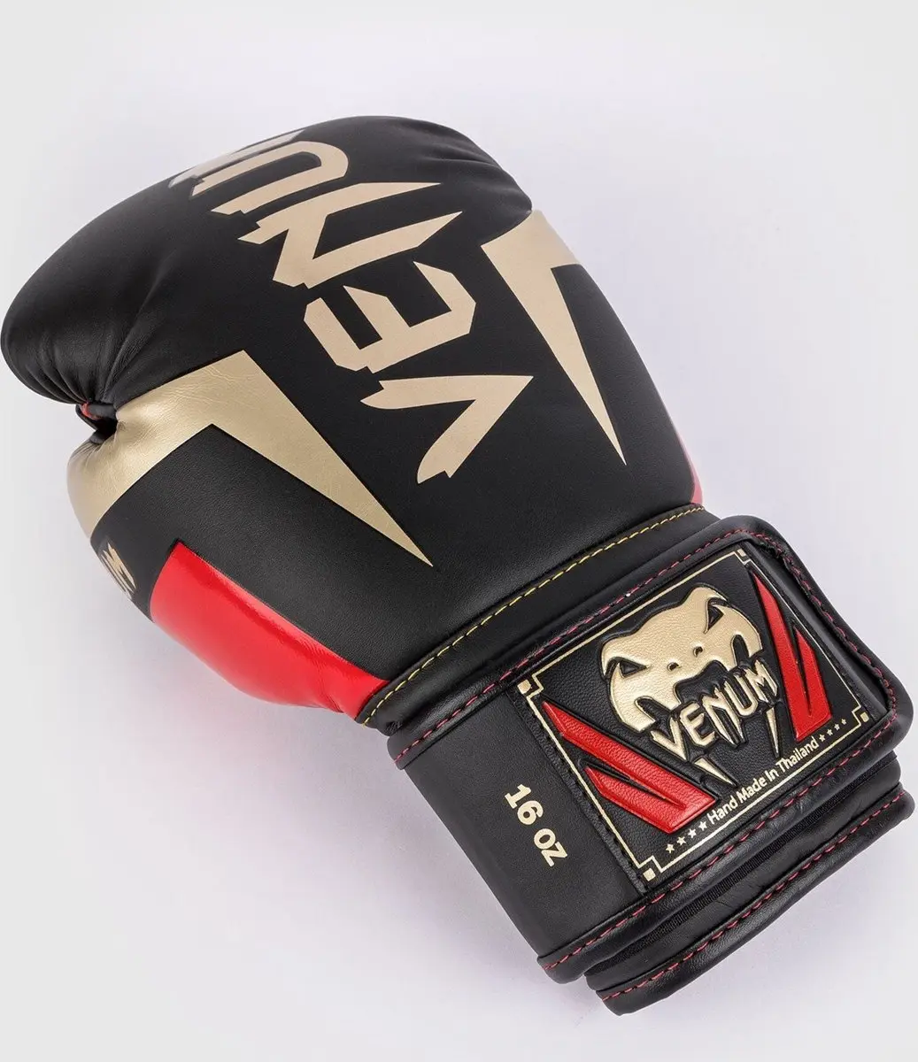 Venum Elite Bokshandschoenen 16 OZ - Zwart/Goud/Rood