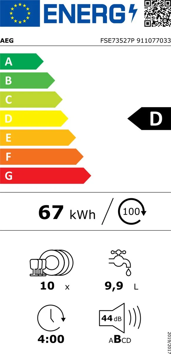 AEG FSE73527P Inbouw Vaatwasser 10 Couverts - Wit