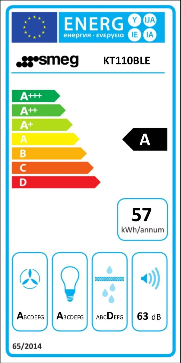 Smeg KT110BLE Wandschouw Afzuigkap - 820 m³/u - Zwart