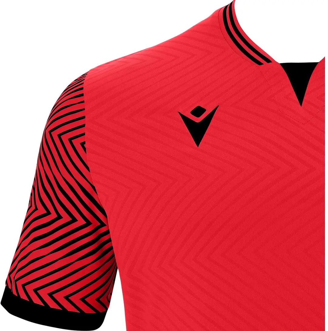 Macron Tureis Heren Shirt Korte Mouw - L - Zwart/Rood