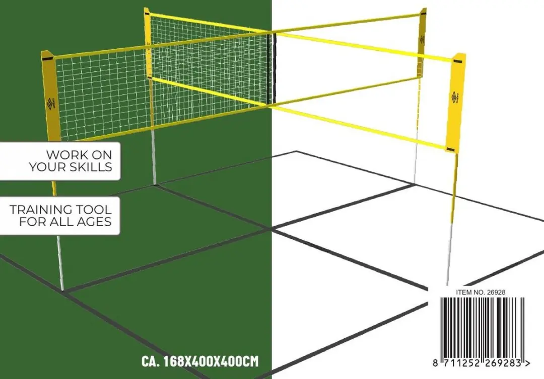 Umbro Sportnet 165cm - Volleybal/Badmintonnet - 4 Vakken - Zwart/Geel - afbeelding 6 van 6