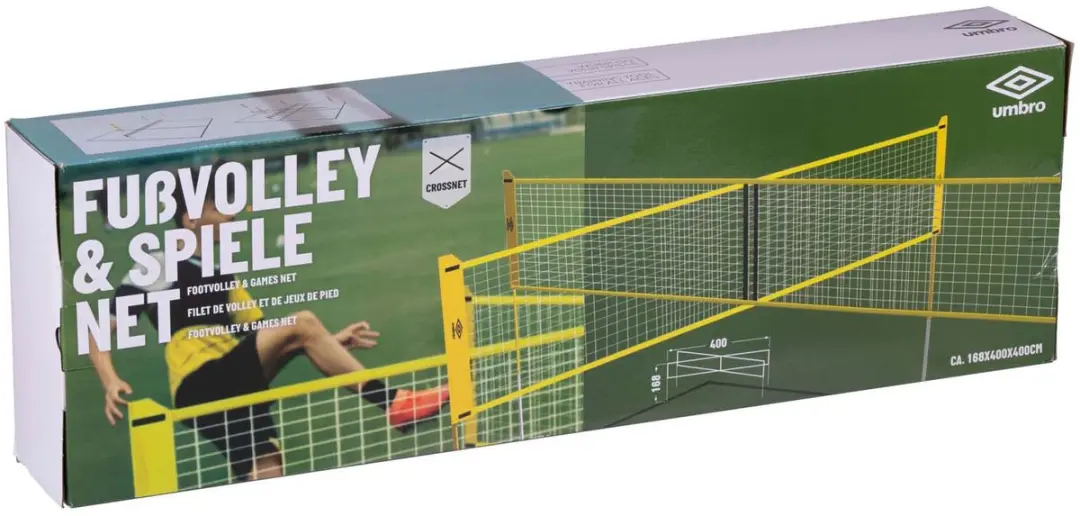Umbro Sportnet 165cm - Volleybal/Badmintonnet - 4 Vakken - Zwart/Geel - afbeelding 5 van 6