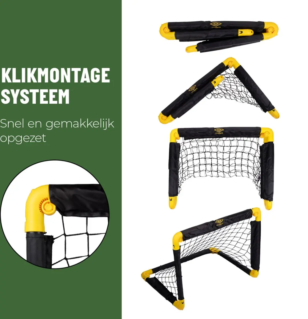 Umbro Voetbaldoel 50x44,5cm Opvouwbaar - 2 Stuks - Zwart