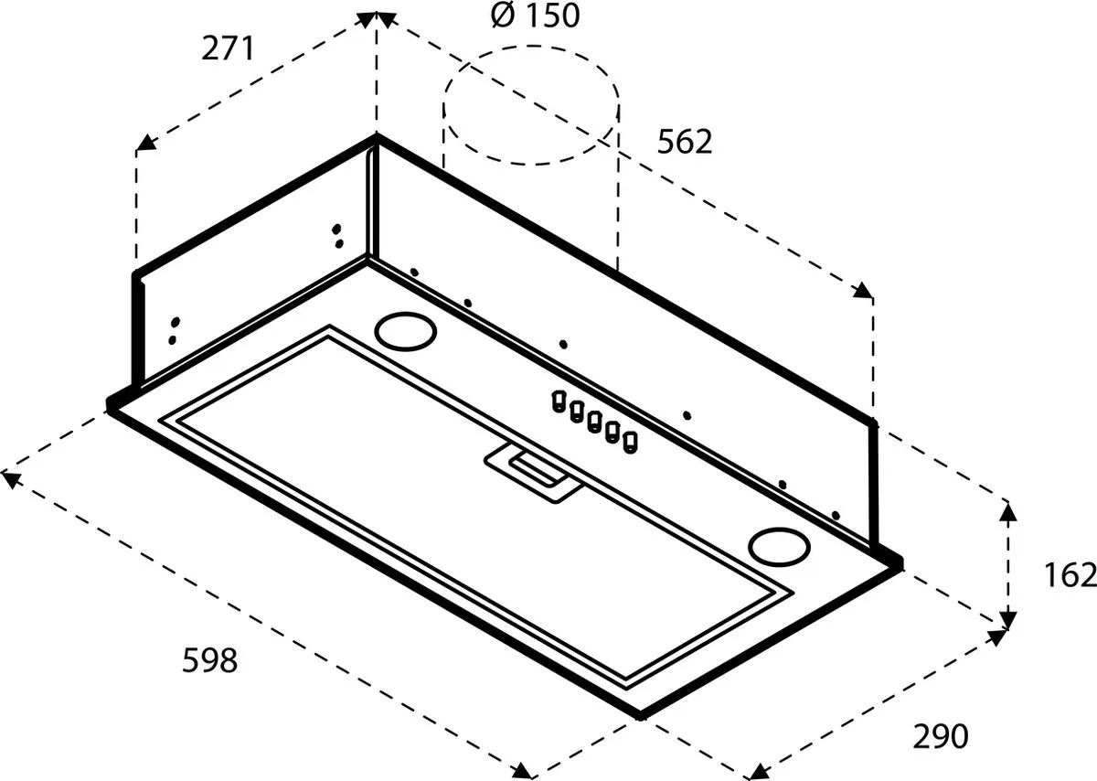 Inventum AKI6005ZWA Inbouw Afzuigkap 60cm - 325m³/h - Zwart