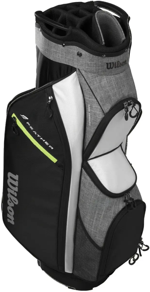 Wilson Feather Cartbag 2026 - 10 Vakken - Zwart/Grijs/Wit