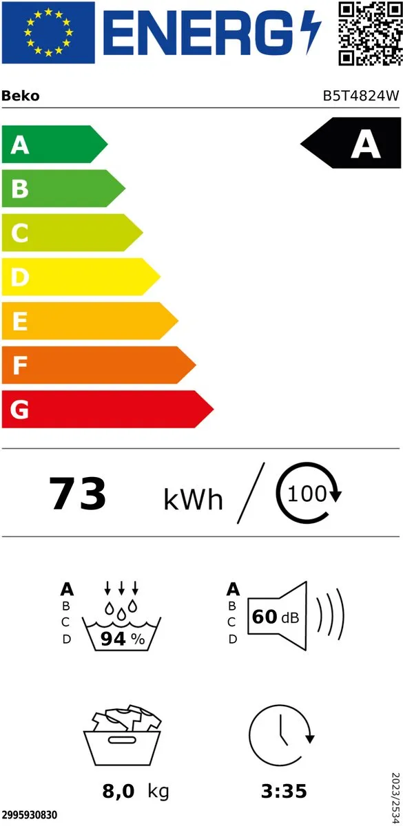 Beko B5T4824W Warmtepompdroger 8kg - Wit