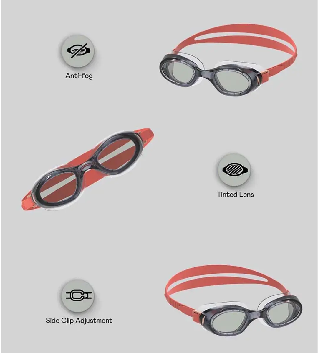 Speedo Junior Futura Hydrospex Zwembril - Grijs/Rood