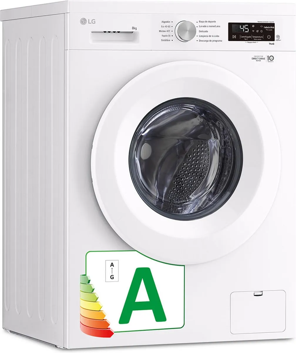 LG F4X1008NWH Wasmachine Voorlader 8 kg 1350 RPM - Wit - afbeelding 6 van 6