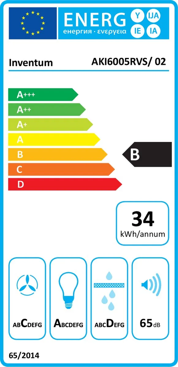 Inventum AKI6005RVS Inbouw Afzuigkap 60cm - 325 m³/h - 3 standen - RVS