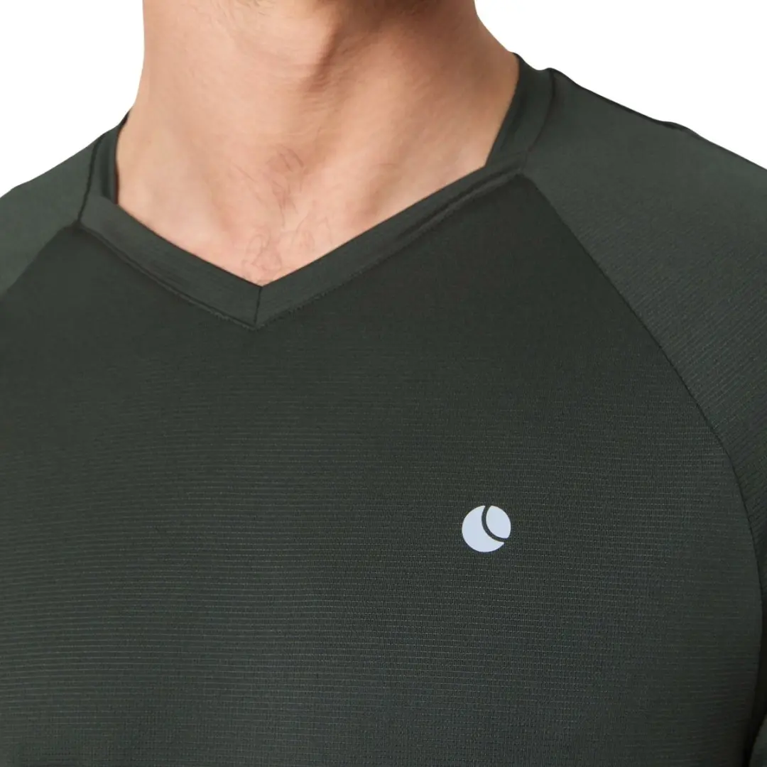 Björn Borg Ace V-hals Shirt Heren - S - Donkergrijs/Wit