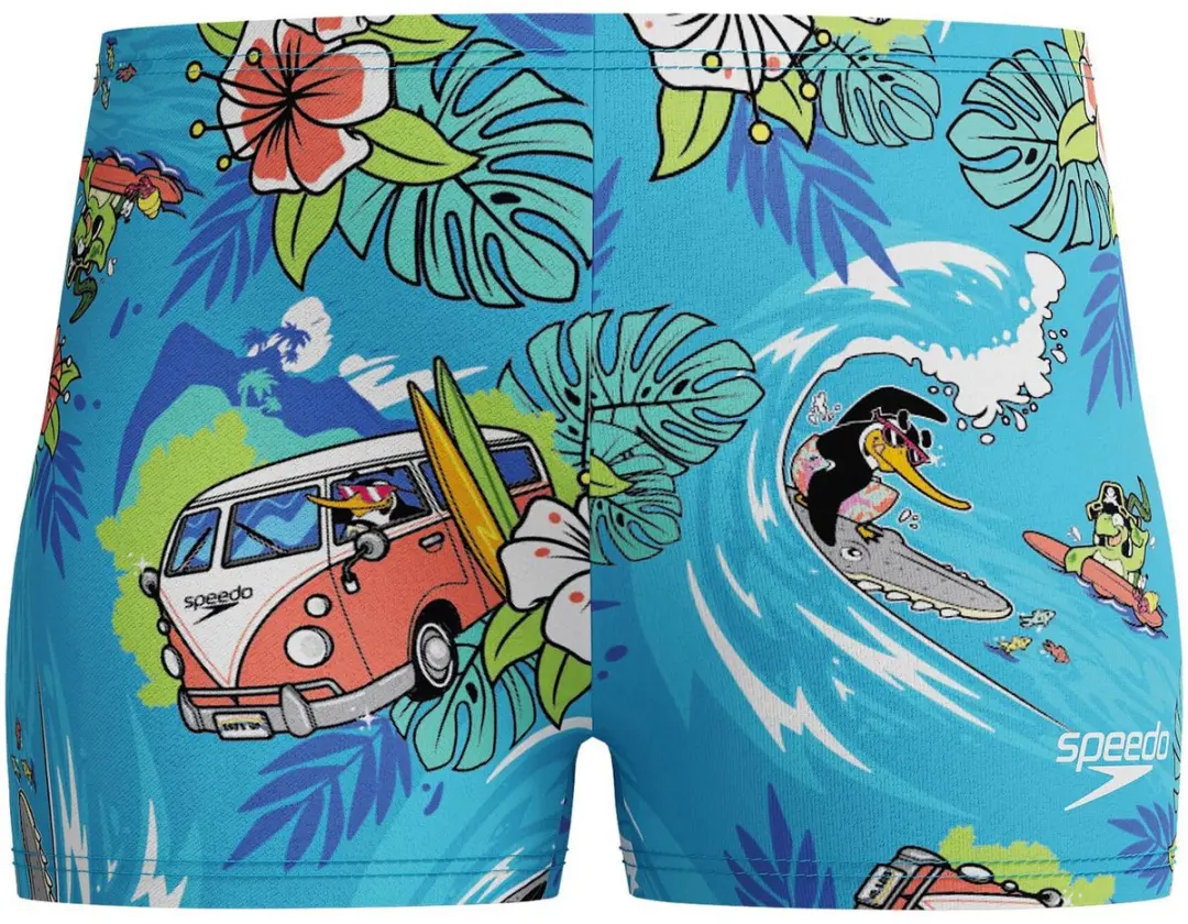 Speedo Digital Allover Aqua Zwemboxer Jongens 110 - Lichtblauw/Oranje/Groen