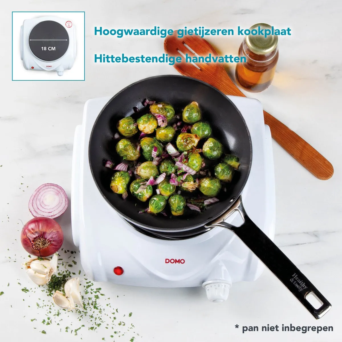 Domo DO309KP Kookplaat 1 Pit - 1500W - Wit