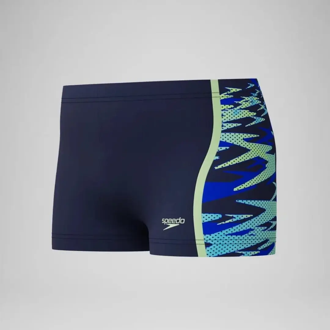 Speedo Hyperboom Splice Panel Zwemboxer Jongens 164 - Navy/Blauw/Lichtgroen