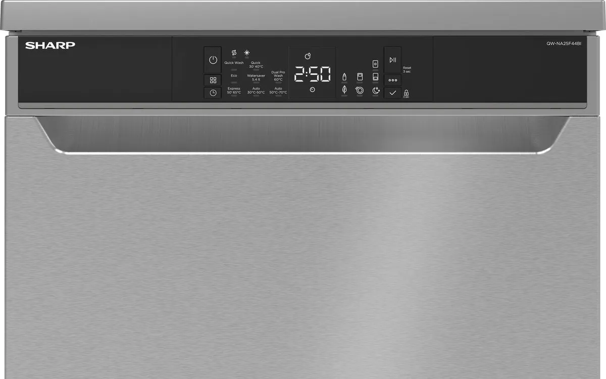 Sharp QWNA25F44BIEU Vaatwasser 14 Couverts - 8 Programma's - Zilver