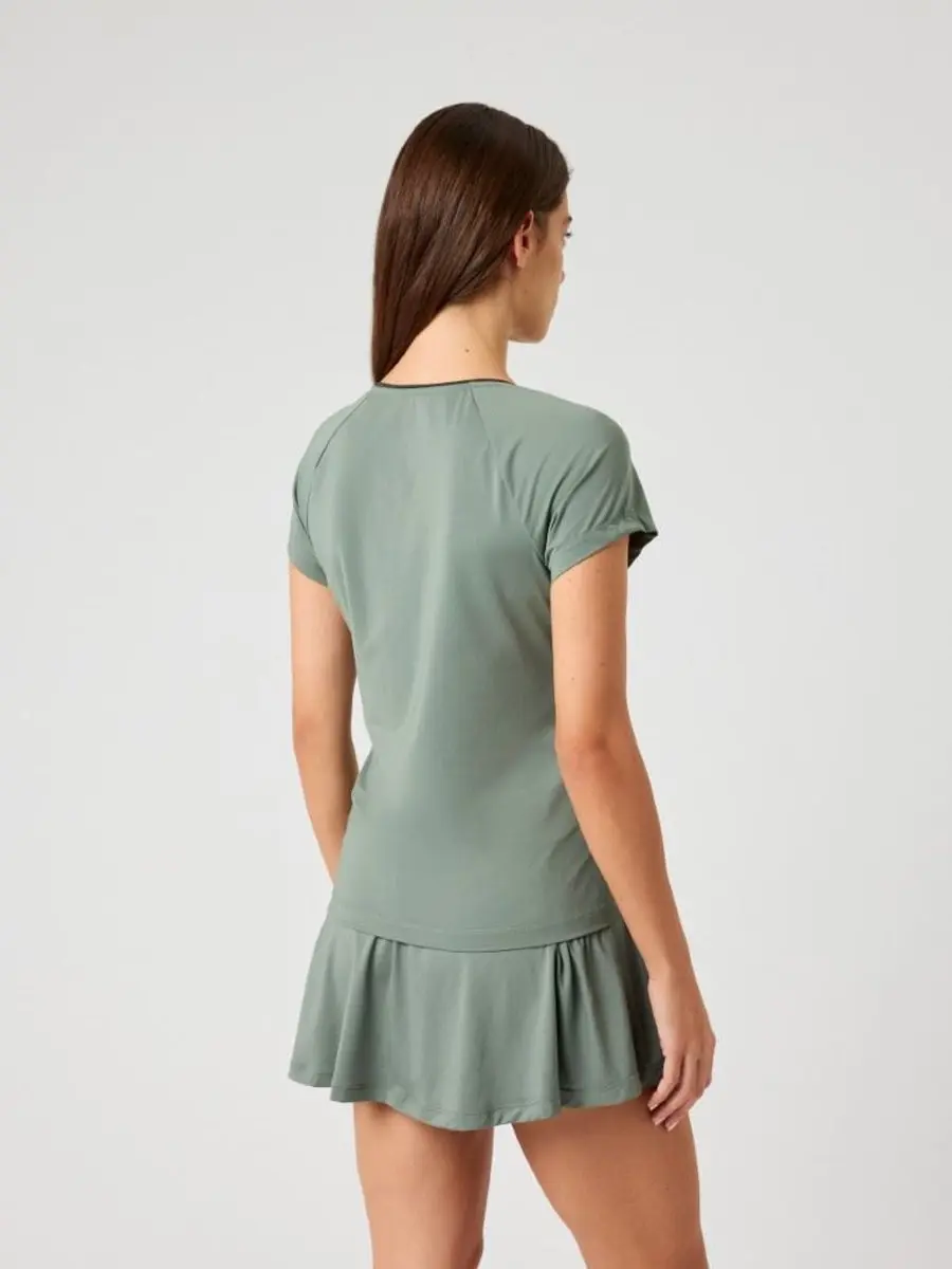 Björn Borg Ace V-neck Shirt Dames - S - Groen/Zwart