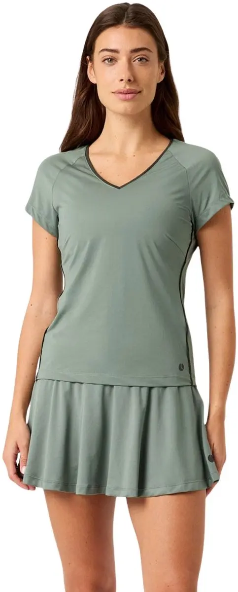 Björn Borg Ace V-neck Shirt Dames - S - Groen/Zwart