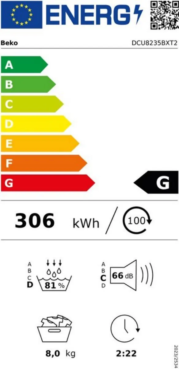Beko DCU8235BXT2 Condensdroger 8kg - Wit