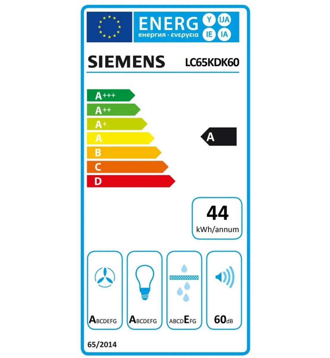 Siemens IQ100 LC65KDK60 Afzuigkap 60cm - 430m³/u - Zwart