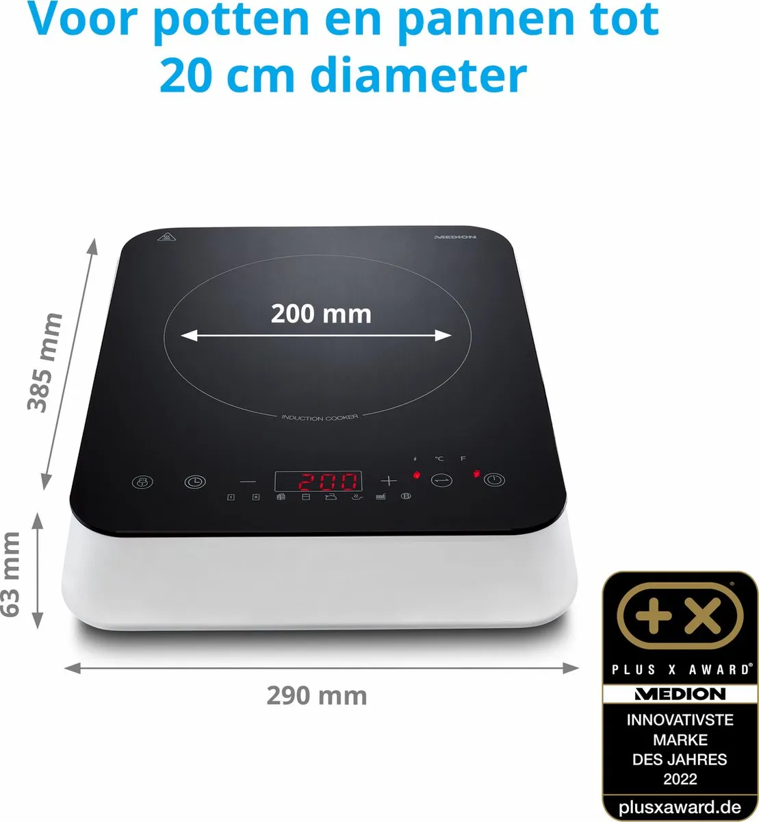 Medion MD18490 Inductiekookplaat 2000W - 2 Zones - Zwart - afbeelding 6 van 6