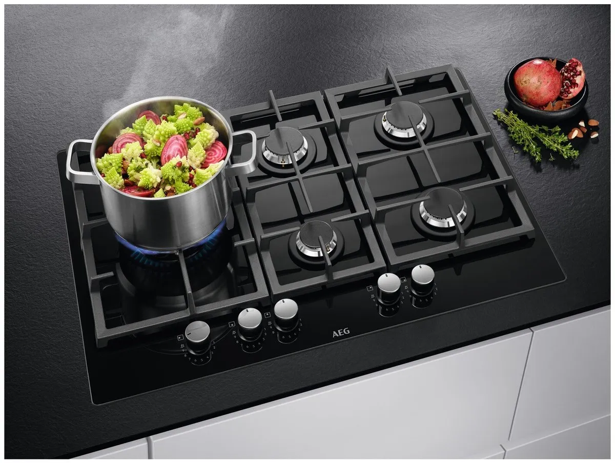 AEG HKB75820NB Inbouw Gaskookplaat 75cm - 5 Zones - Zwart