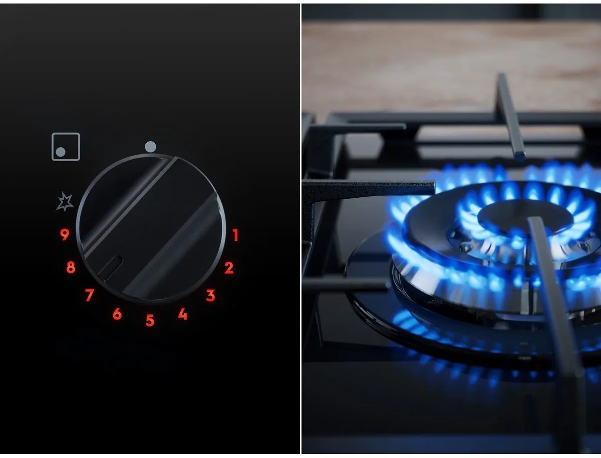 AEG HKB75820NB Inbouw Gaskookplaat 75cm - 5 Zones - Zwart