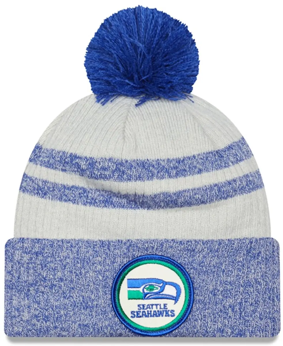 New Era Royal Seattle Seahawks Cuffed Pom Knit Hat