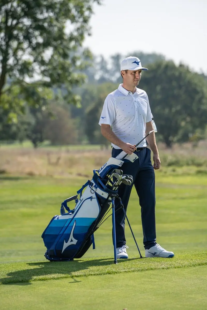 Mizuno Tour Staff 2025 Standbag Wit/Blauw - 8 Vakken