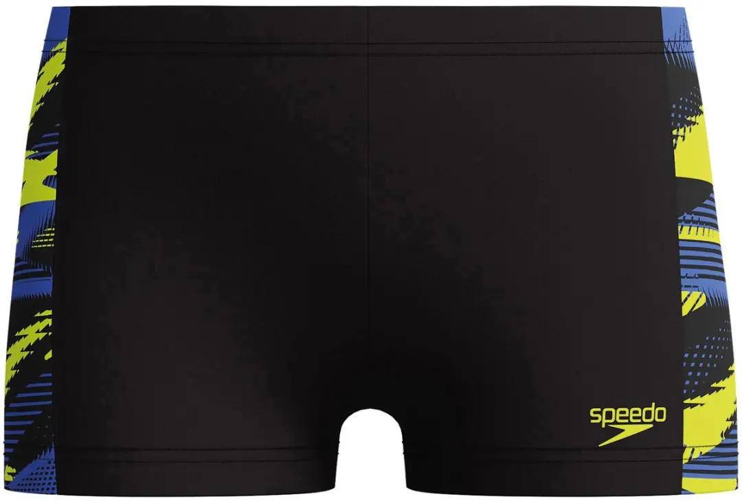 Speedo ECO Hyperboom Panel Zwemboxer Jongens 140 - Zwart/Geel/Blauw
