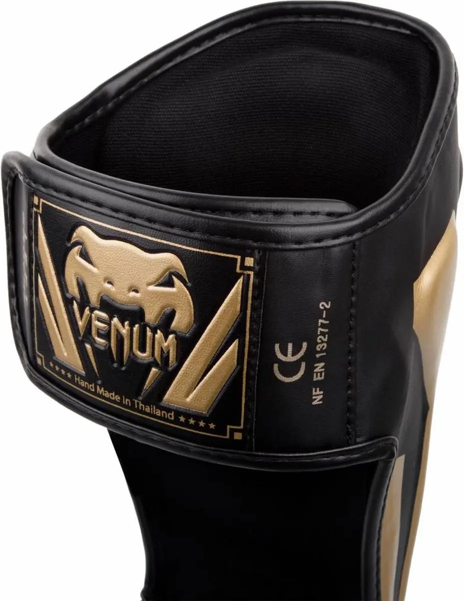 Venum Elite Kickboks Scheenbeschermers - Zwart/Goud M