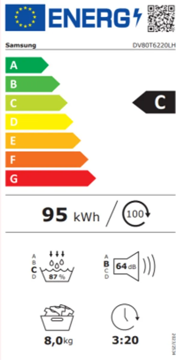 Samsung DV80T6220LH Warmtepompdroger 8 kg - Wit